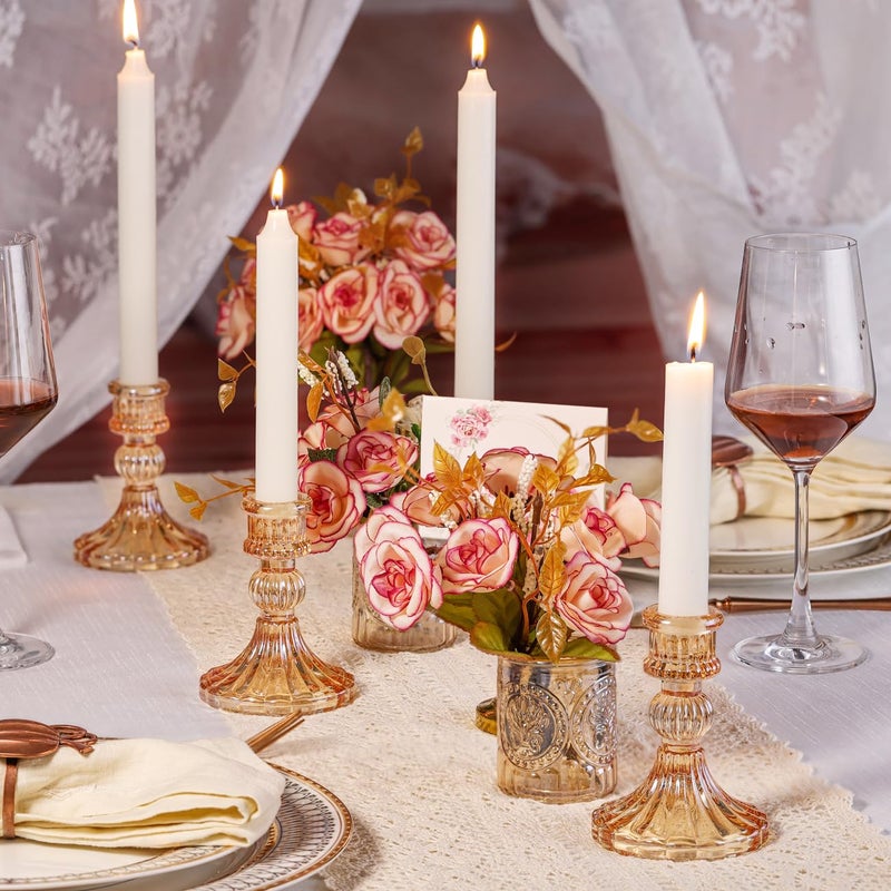 simeitol Taper Candle Holder Set of 6, Gold Candle Holder & Vintage Candlestick Holder, Glass Candlestick Holder for Wedding Table Decorations, Home Decorations, Christmas - Image 5